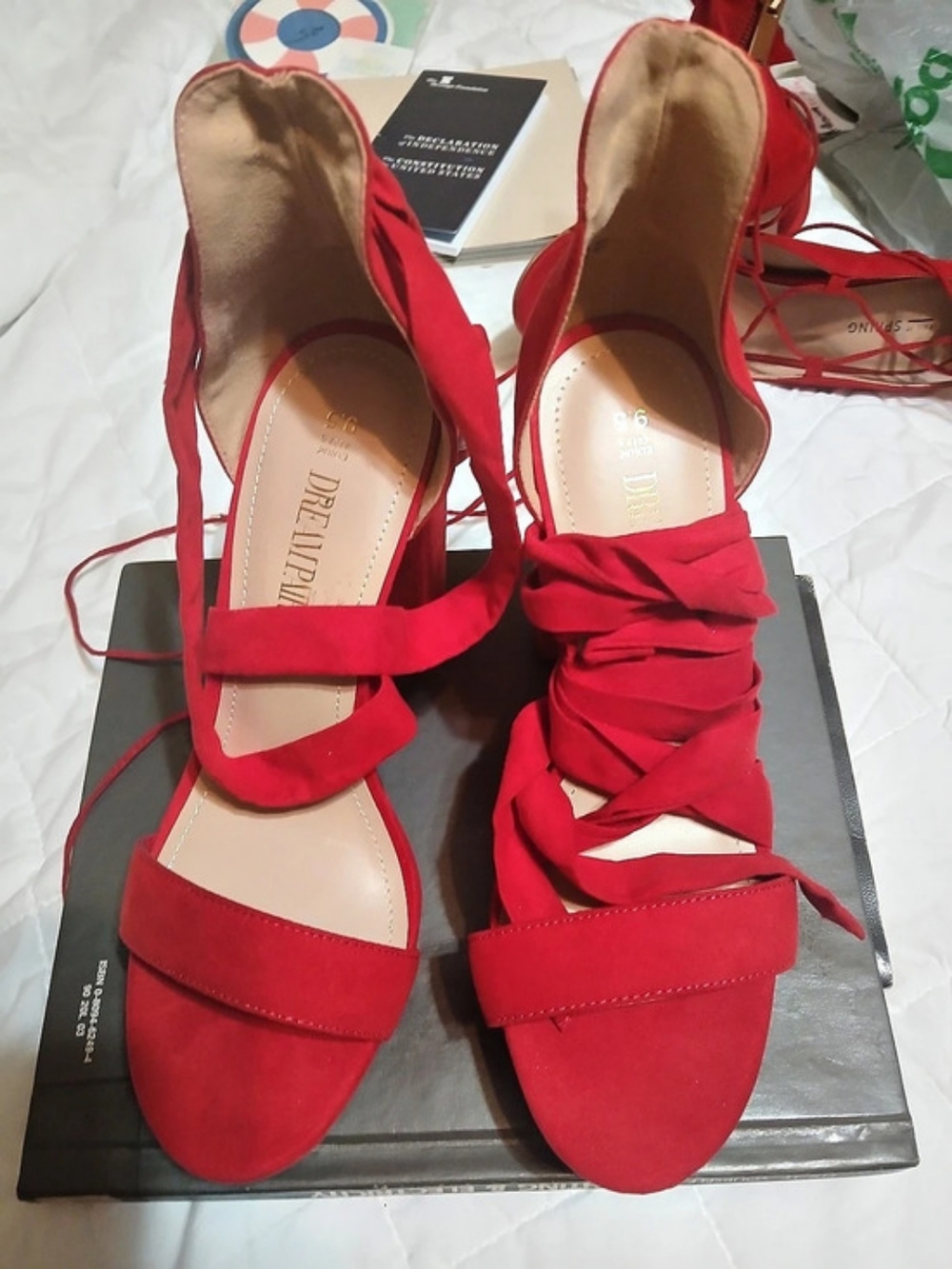 Public Desire strappy ruched heels Red Strappy Heels US 6 Like New
